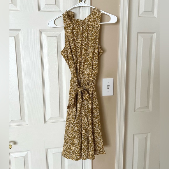 High Neck Ruffle Floral Polkadot Yellow Sundress - Picture 7 of 7
